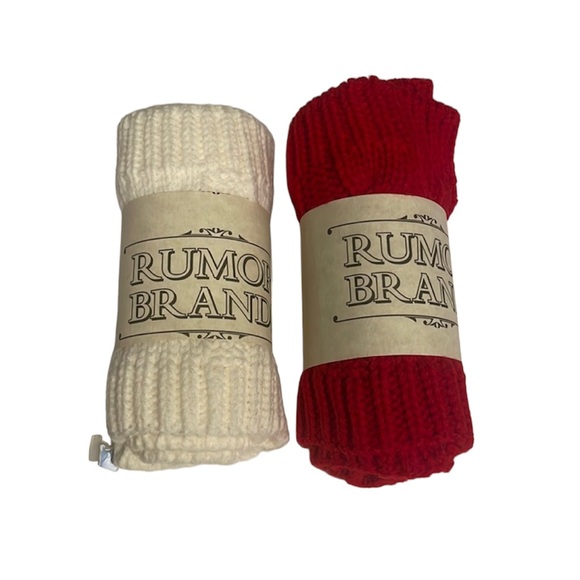 Boot Cuffs Sets 3 Pair Solid Red Creamy Winter White Brand New Knee Crochet Knit - Picture 1 of 5